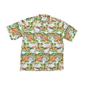 Paradise Style Hawaii Flamingo Palm Tree Print Hawaiian Shirt XXXL 3XL 100% Cott